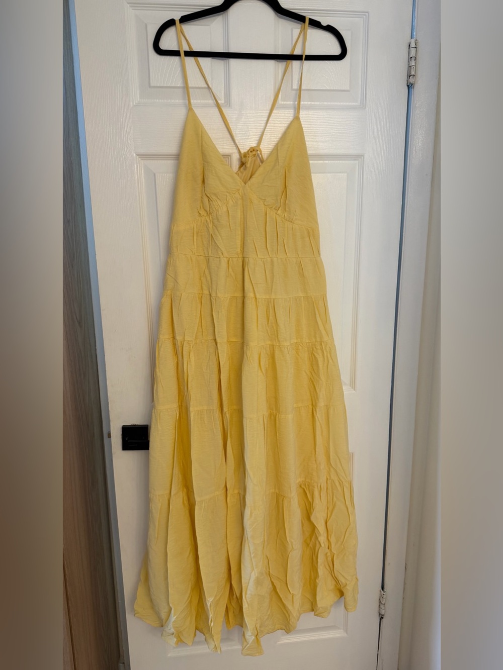 Abercrombie & Fitch Yellow Tiered Spaghetti-Strap Maxi Dress